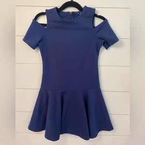 Polo Ralph Lauren Navy Blue Cold Shoulder short sleeve flare bottom dress size 7